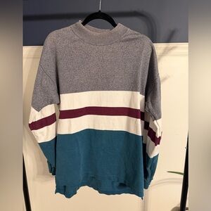 Eddie Bauer mock neck border long-sleeved rugby shirt T-shirt